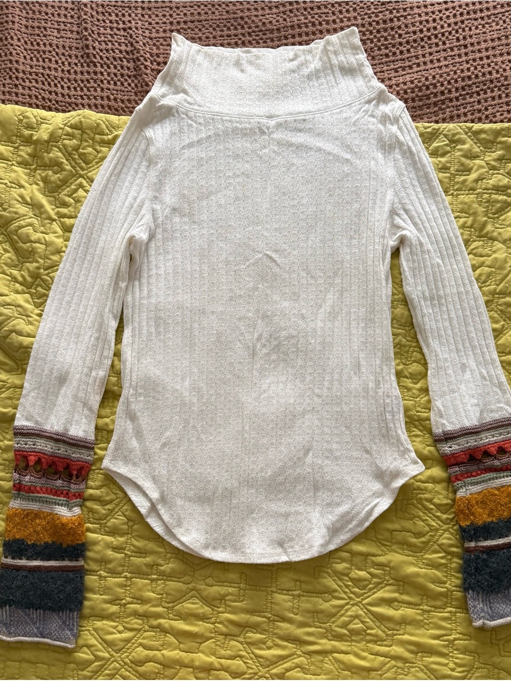 Free People Cream Cable-Knit Top